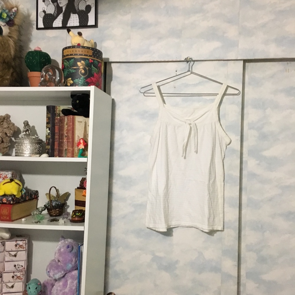 Merona white tank textured tie top XS